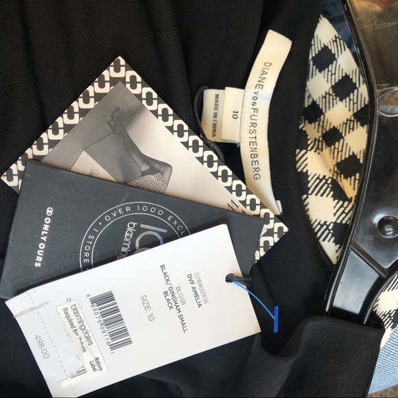 Diane Von Furstenberg Plaid and Black Wrap Dress - Picture 5 of 5